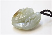 Chinese Jade Carved Cicada Pendant w Russet
