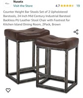 Counter Height Bar Stools Set of 2 Upholstered