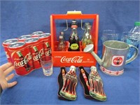 nice coca-cola lot: carrier -tins -glasses-bottles