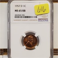 NGC 1957-D MS65 RB Wheat Penny One Cent