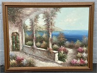Mediterranean Seaside Village Oil Painting