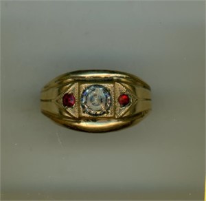 Ring S13 12K Gold filled ruby + Rhinestone