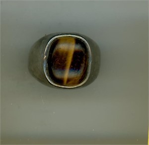 Ring S9 Base metal tiger eye gemstone