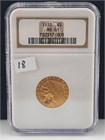 1910 $5 Gold Indian NGC MS61