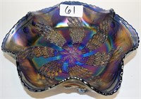 Carnival iridescent bowl, footed