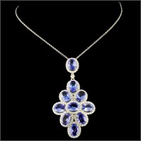 6.52ct Tanzanite & 1.16ct Diam Pendant in 18k Gold