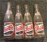 Vintage Lot of 4 Pepsi Cola Glass Soda Bottles