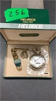 Helbros quartz pocket 
watch with chain