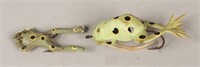 2 Vintage Rubber Frog Fishing Lures