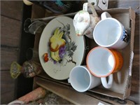 Coffee mugs, plates and vase