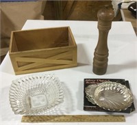 Misc lot w/ silver plated scalloped tray