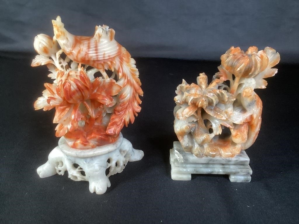 Carved Asian Soapstone Bird Figurines