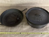 LODGE cast iron Lg Dutch oven & 15.5 skillet