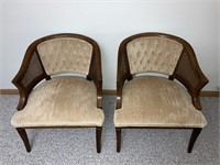 Mediterranean Style Half Moon Rattan Side Chairs