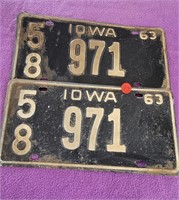 Pair of 1963 License plates