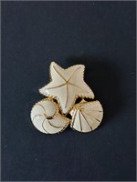 Trifari Gold-Tone Star Fish & Seashell Brooch