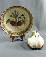 Home Decor Pasta Bowl and Covered Garlic or Onion