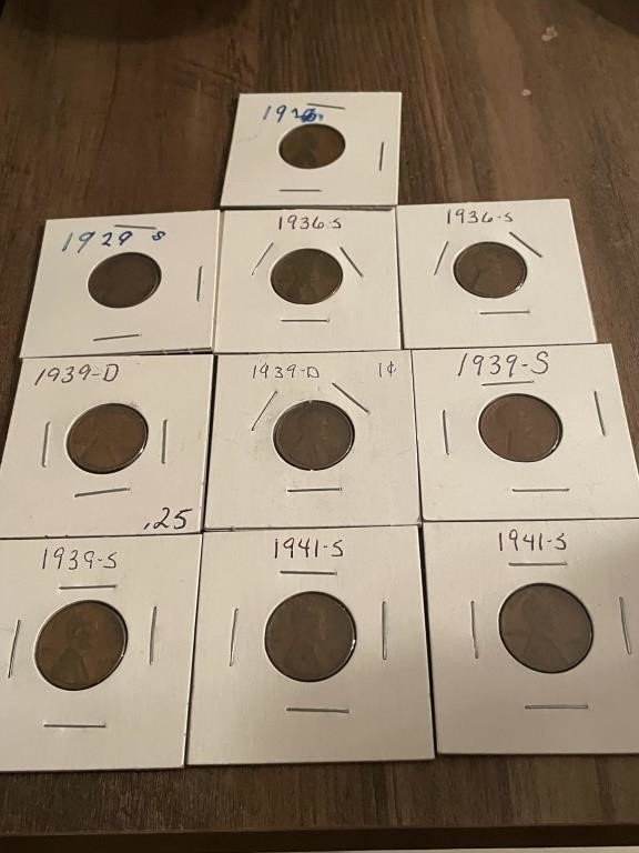 10 Wheat Pennies 1928-1941