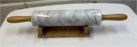 Marble rolling pin on stand.  Total length 18".