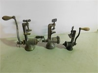 Three meat grinders various condition