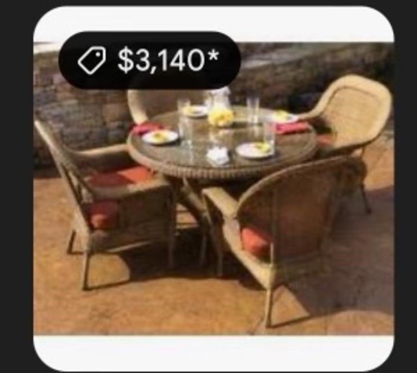 11 - WICKER TABLE W/ GLASS TOP & 4 CHAIRS