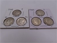 (2) 3-Coin Mercury 1944/45 Dime Sets P/D/S (6)