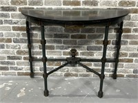 Vintage Black Lacquered Demilune Accent Table
