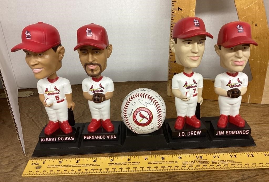 2002 Cardinals collectors bobbleheads and ball