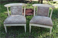 Pair of Mid Century Chairs with Upholstered