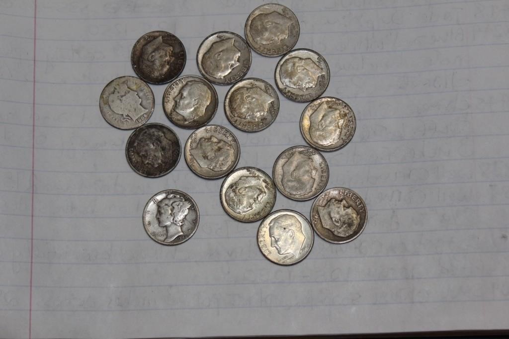 Lot of 15 Dimes