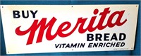 ORIGINAL 1953 HEAVY ENAMEL MERITA BREAD SIGN 22" L