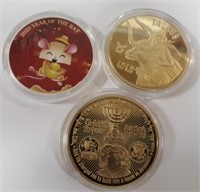 Bag Lot of 3 Medallions- Year of Rat, Taurus