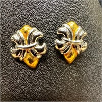 Sterling Silver Two-Tone Flourish Earrings