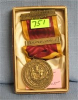 Early fire department award medal and ribbon