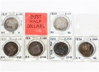 Coin 6 Assorted Date Bust Half Dollars In Good+