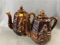 (2) Rockingham Glazed Teapots