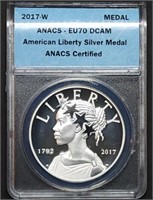 2017 W American Liberty Silver Medal ANACS EU70