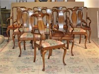 Set Ten Queen Anne Style Dining Arm Chairs