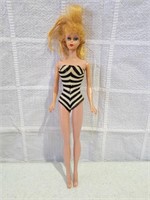 1960 Mattel Barbie Doll & Black-White Swimsuit