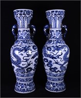 Chinese blue and white porcelain vase pair