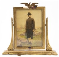 Framed Colorized Portrait of a U.S. Doughboy