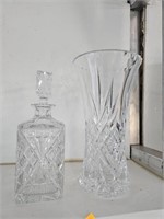 Crystal decanter and vase