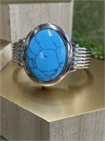 Stainless Steel Turquoise Watch Quartz Cuff