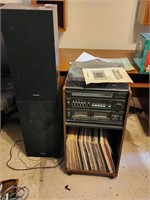 Panasonic Record Player with Speakers and Records