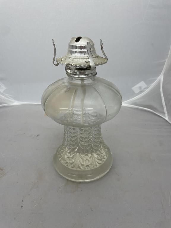 Glass Oil Lamp w/Chimney 18"H