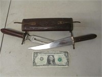 Unique Vintage Knife Carving Set w/ Sheath -