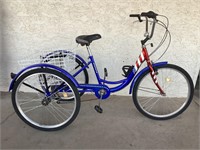 3 Wheel Bike W/7 Speeds & Basket, 26in Tires