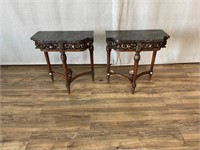 Pair of Antique Marble Top Consoles Missing Pieces