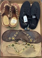 (3) Pairs sz6 Sandals & (1) Canvas Shoes
