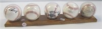 (5) Autographed baseballs on wood plaque: Jeremy